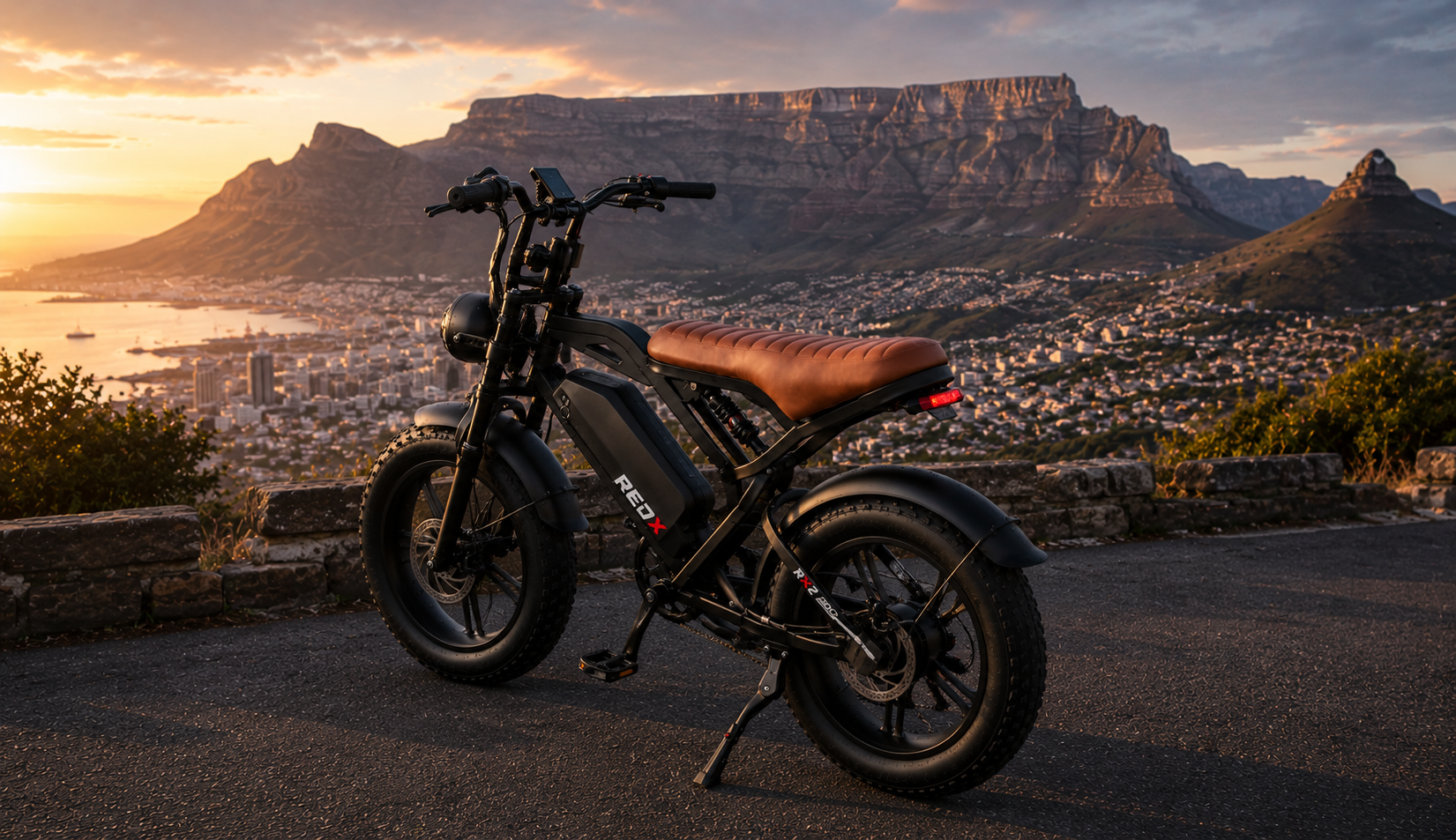 Red X bike sunset view cape town